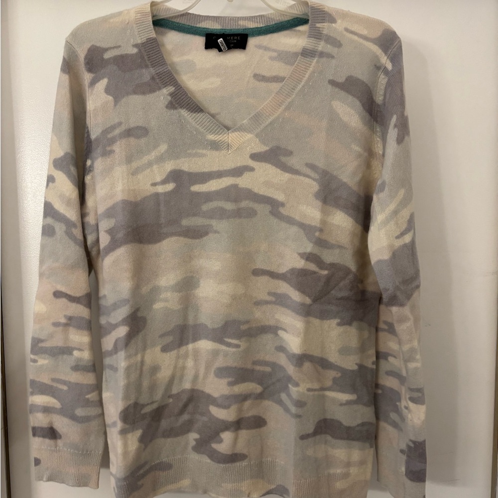 Charter Club Cashmere Sweater in White and Gray